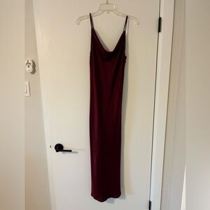 Satin Cowl Neck Midi Dress